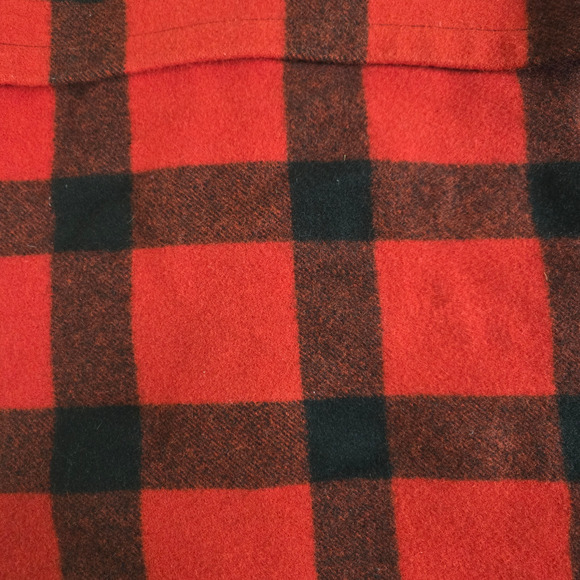 70s Vintage Red Buffalo Plaid Goose Down USA Made Hunting Wool Coat Size Medium - Picture 14 of 16